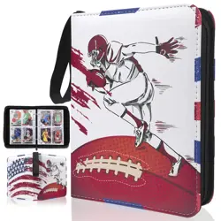 Football Card Binder 400 Pockets with Sleeves, Premium PU Leather, Transparen - Image 1