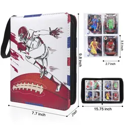 Football Card Binder 400 Pockets with Sleeves, Premium PU Leather, Transparen - Image 4