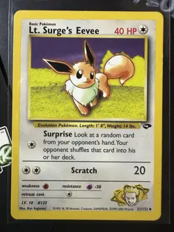 Lt. Surge's Eevee - 51/132, Gym Challenge, Pokemon TCG, WOTC, 2000, Uncommon, NM - Image 1