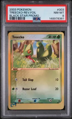 Treecko Reverse Foil #003 2003 Pokemon Black Star Promo PSA 8 Nintendo - Image 1