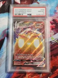2021 Pokemon SWSH Fall Art Cinderrace VMAX Fusion Strike #045 PSA 10 - Image 1