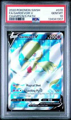 2020 POKEMON SWORD & SHIELD CHAMP'S PATH #070 FULL ART/GARDEVOIR V PSA 10 - Image 1