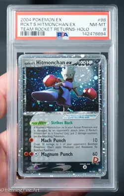 2004 POKEMON EX TEAM ROCKET RETURNS #98 ROCKET'S Hitmonchan EX-HOLO PSA 8 - Image 1