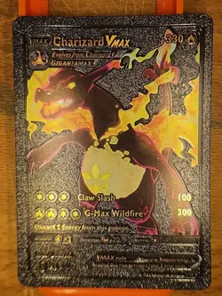 Pokemon Charizard VMAX Gigantamax 330hp Black Foil Fan Art Collector Card TCG - Image 1