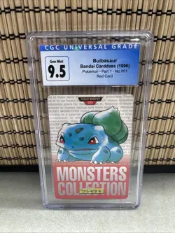 1996 POKEMON BANDAI CARDDASS RED CARD #001 BULBASAUR CGC 9.5 - Image 1