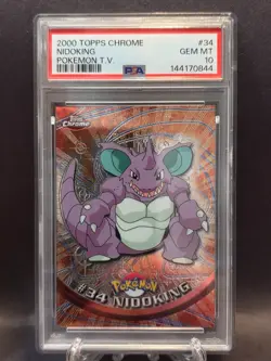 PSA 10 Nidoking 34 VINTAGE 2000 Topps Chrome Pokemon Card T.V. GEM MINT - Image 1