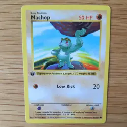 1ST EDITION SHADOWLESS MACHOP 52/102 POKEMON CARD (BASE SET) - Image 1