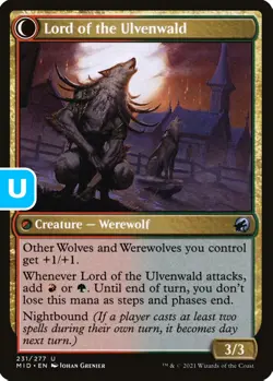 MTG Kessig Naturalist/Lord of the Ulvenwald Midnight Hunt Uncommon Creature NM - Image 1