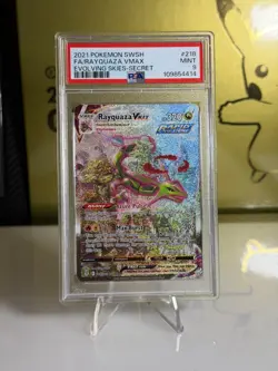 2021 Pokemon Rayquaza VMAX 218 Alt Art Secret Rare SWSH Evolving Skies PSA 9 - Image 1