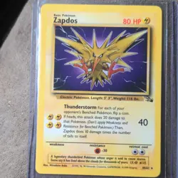 Pokemon TCG Zapdos Fossil Rare 30/62 80 HP Unlimited English 1999 Basic - Image 1