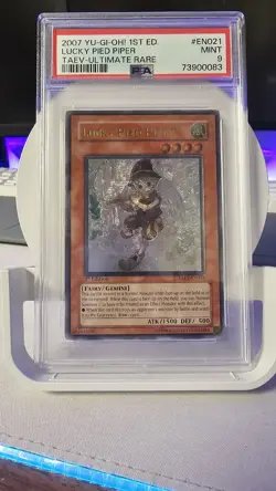 Yugioh - 2007 1st Ed PSA 9 Lucky Pied Piper TAEV-EN021 - Image 1