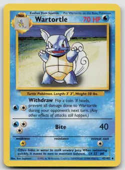 Pokemon Card Wartortle Uncommon Base Set 042/102 - Image 1