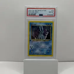 Pokemon Neo Revelation #14 Suicune Holo 1st Edition 2001 PSA 8 Near Mint-Mint - Image 1