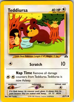 Teddiursa 65/75 Neo Discovery Pokemon TCG NM Unlimited - Image 1