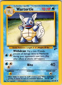 Wartortle 063/130 Base Set 2 Pokemon TCG NM Normal - Image 1