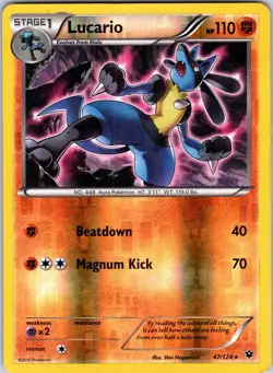 Lucario (47) 47/124 XY - Fates Collide Pokemon LP Reverse Holo - Image 1