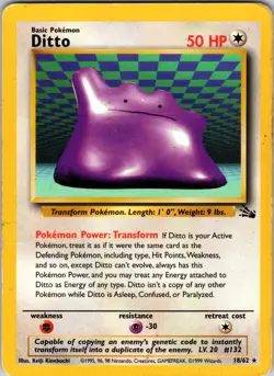 Ditto (18) 18/62 Fossil Pokemon DMG Unlimited - Image 1
