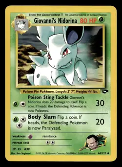 Giovanni's Nidorina 44/132 Uncommon Gym Challenge WOTC Pokemon LP - Image 1
