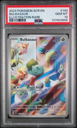2024 POKEMON SCR EN-STELLAR CROWN ILLUSTRATION RARE #143 BULBASAUR PSA 10 - Image 1