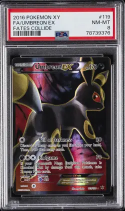 2016 POKEMON XY FATES COLLIDE #119 FULL ART/UMBREON EX PSA 8 - Image 1