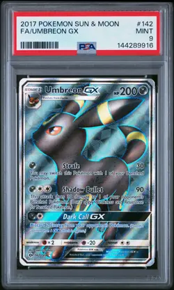2017 POKEMON SUN & MOON #142 FULL ART/UMBREON GX PSA 9 - Image 1