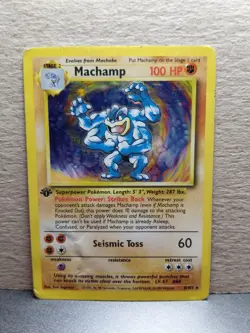 1999 Pokemon Base Set 1st Edition Machamp 8/102 Holo Rare WOTC - HP - Image 2