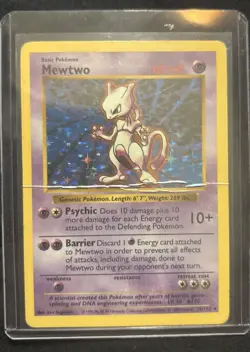 Shadowless Mewtwo Base Set Holo-Foil Card 10/102 (Damaged) Pokemon Card - Image 1