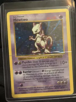 Shadowless Mewtwo Base Set Holo-Foil Card 10/102 (Damaged) Pokemon Card - Image 2