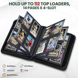 Top Loader Card Binder 4 Pocket with Sleeves Holds 112 Top Loaders Storage, T - Image 5