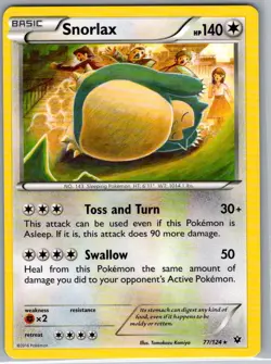 Snorlax 77/124 Non Holo XY - Fates Collide - Pokemon Card - NM - Image 1