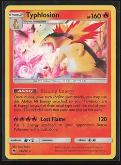 Typhlosion Holo Rare SM - Lost Thunder 42/214 NM Pokemon Card - Image 1