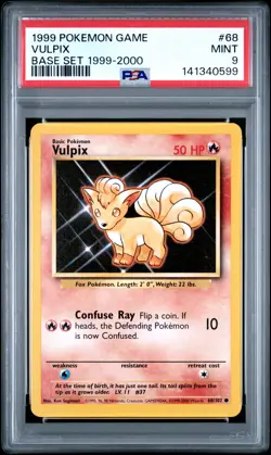 1999 POKEMON BASE SET 1999-2000 “4TH PRINT” #68 VULPIX PSA 9 - Image 1