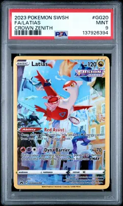 PSA 9 MINT 2023 POKEMON SWORD AND SHIELD CROWN ZENITH #GG20 FA/LATIAS - Image 1