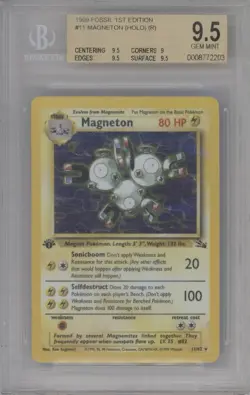 BGS 9.5 GEM MT 1999 POKEMON MAGNETON 1ST EDITION HOLO 11/62 BASE SET FOSSIL WOTC - Image 1