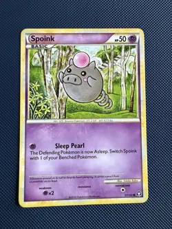 Spoink 77/102 HGSS Triumphant Pokemon Card LP - Image 1