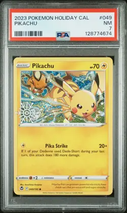 Pokemon Card Pikachu 049/195 Holo Snowflake Holiday Calendar PSA 7 NM - Image 1