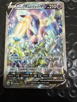 Pokemon Galarian Rapidash V Ultra Rare Full Art Holo 168/198 Chilling Reign NM - Image 1
