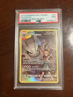 Pokemon 2019 Sun & Moon #247 FA/Steelix Cosmic Eclipse PSA 9 Mint - Image 1