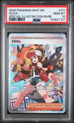 2025 POKEMON WHT EN-WHITE FLARE SPECIAL ILLUSTRATION RARE #171 HILDA PSA 10 - Image 1