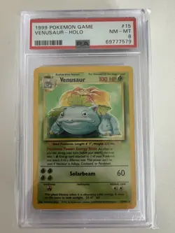 1999 POKEMON BASE SET UNLIMITED #15 VENUSAUR HOLO PSA 8 - Image 1