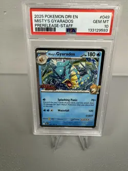 2025 Misty's Gyarados 49 Pokemon Pre-release Staff Promo PSA 10 - Image 1