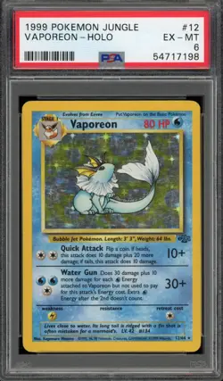 Pokemon TCG PSA 6 Vaporeon Holo Jungle #12 - Image 1