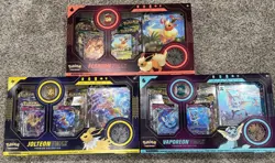 Pokemon Eeveelution Vmax Premium Collection Vaporeon Flareon Jolteon Set of 3 - Image 1