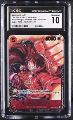 CGC 10 One Piece japanese 2023 Monkey D. Luffy ST01-012 Awakening 1st - Image 1