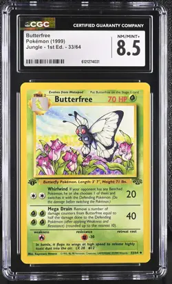 CGC 8.5 Butterfree 1999 Jungle 1st Edition 33/64 Pokemon Card - Image 1