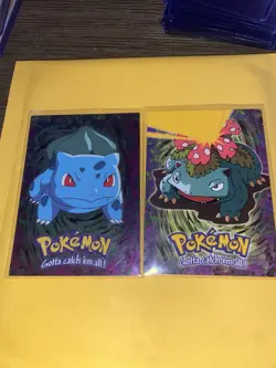 Bulbasaur Foil, And Venosaur Pokemon Card 2000 Topps E1 & E3. - Image 1