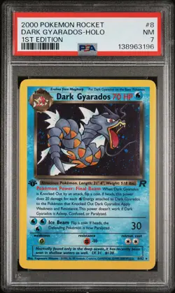 2000 POKEMON ROCKET 1ST ED #8 DARK GYARADOS-HOLO PSA 7 - Image 1