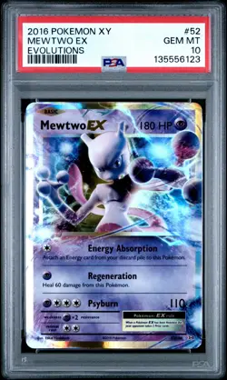 2016 POKEMON XY MEWTWO EX - HOLO EVOLUTIONS - PSA 10 - #52 52/108 GEM MINT - Image 1