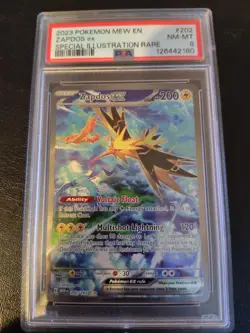POKEMON MEW EN-151 SPECIAL ILLUSTRATION RARE ZAPDOS EX 202/165 PSA 8 - Image 1