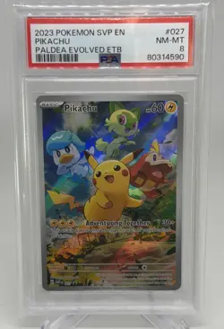2023 Pokemon SVP en Pikachu Paldea Evolved ETB Promo #27 PSA 8 - Image 1